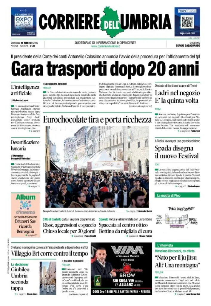 Prima-pagina-corriere umbria-del-2025-02-16